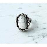 Howlite Oval Ring (silver) | Gillian Inspired Designs