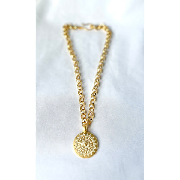 Gold Mandala Pendant Necklace