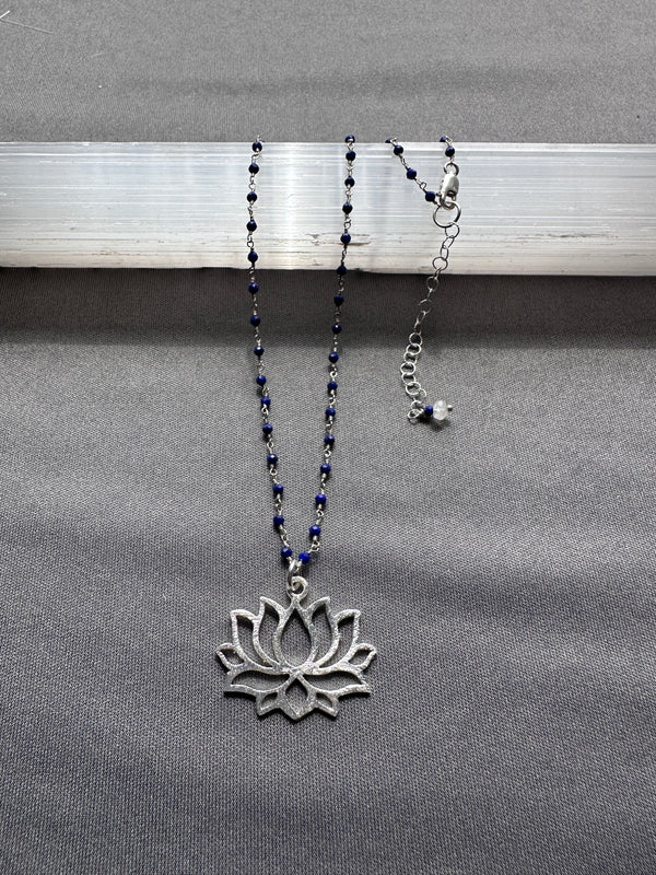 Lapis Lotus Blossom Pendant Necklace