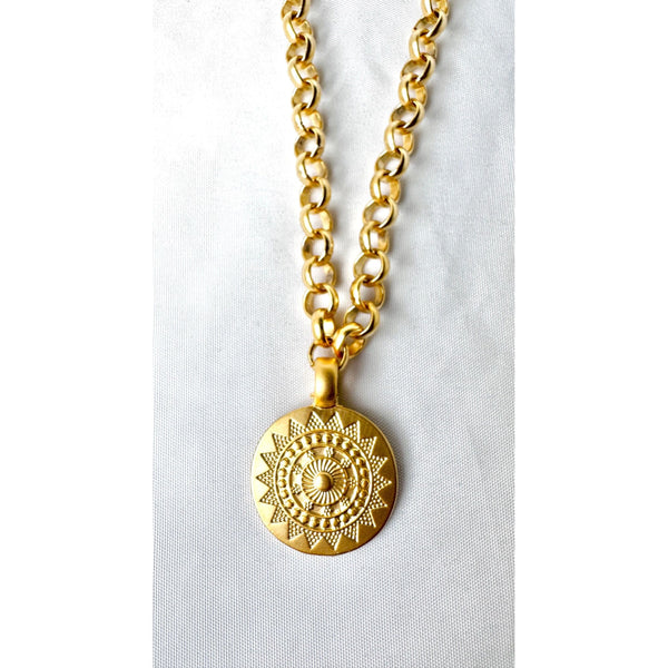 Gold Mandala Pendant Necklace