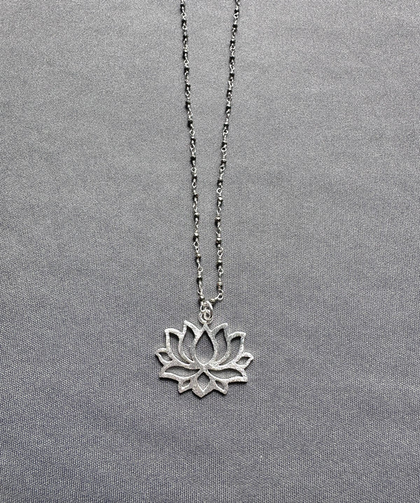 Pyrite Lotus Blossom Pendant Necklace