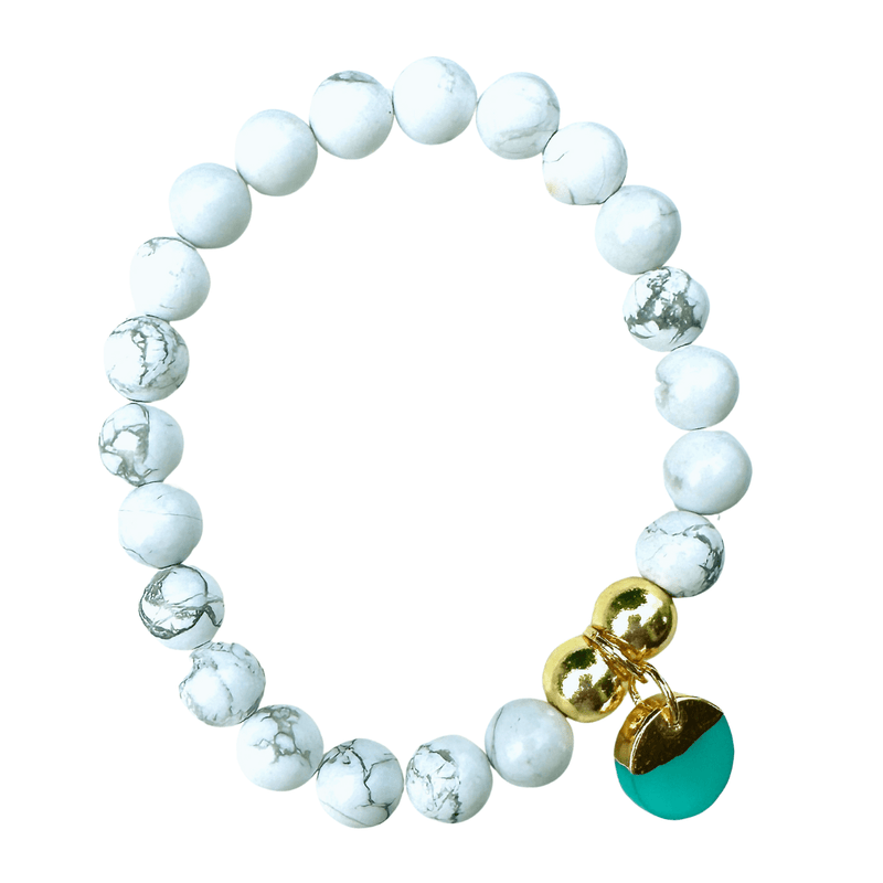 Cool Water Howlite and Chalcedony Stretch Bracelet | Gillian Inspired Designs