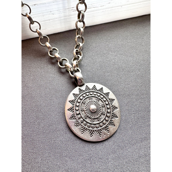 Silver Mandala Pendant Necklace