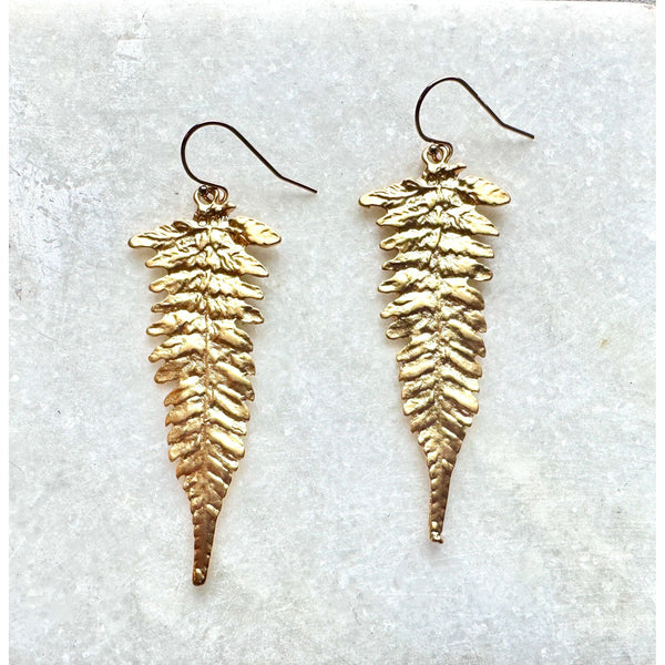 Gold Fern Leaf Earrings