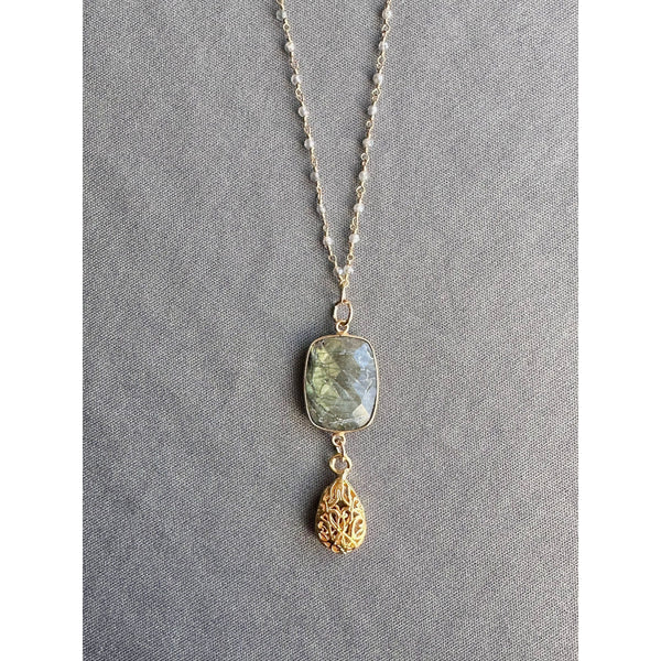 Dharma Gold Labradorite Pendant Necklace | Gillian Inspired Designs