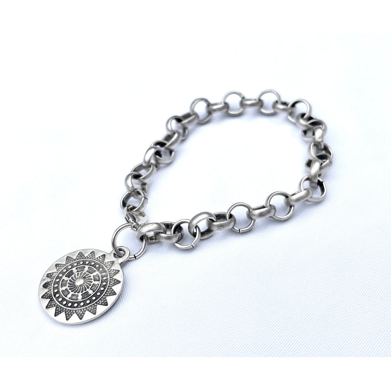 Silver Mandala Charm Bracelet