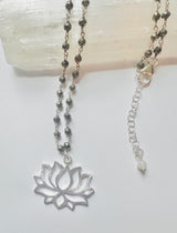 Pyrite Lotus Blossom Pendant Necklace