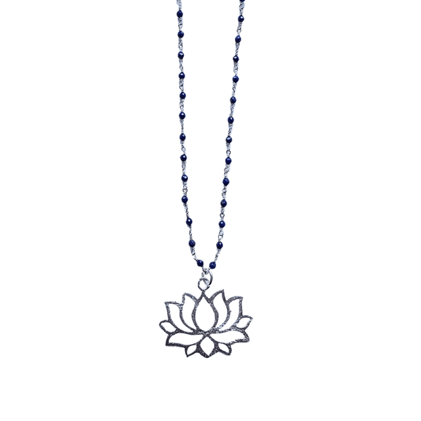 Lapis Lotus Blossom Pendant Necklace