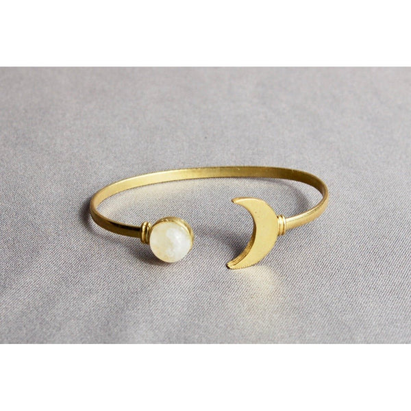 Moon Cuff Bracelet (Silver and Gold)