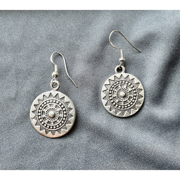 Silver store mandala earrings