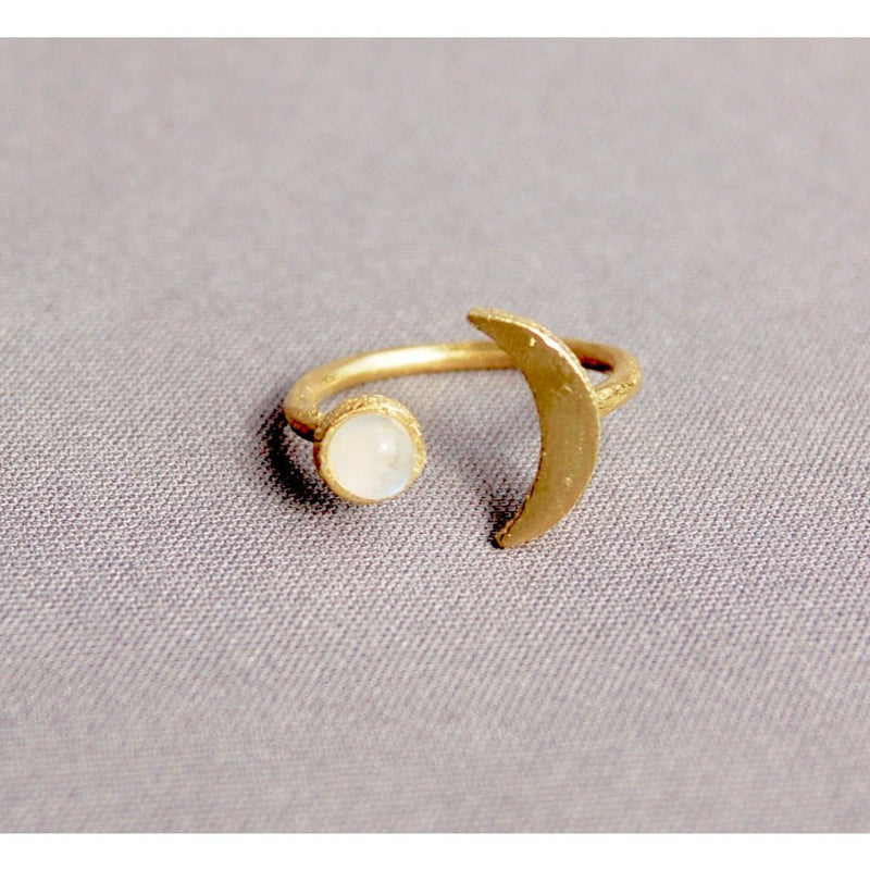 Crescent Moon Ring (Silver and Gold)