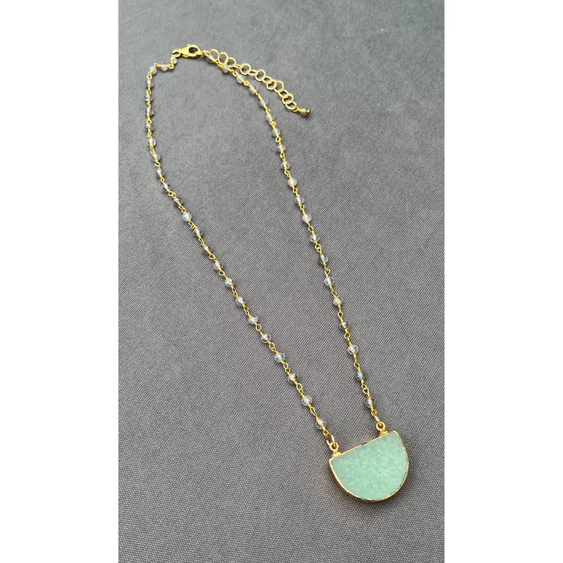 Aventurine Arc Gold Beaded Necklace | Gillian Inspired Designs